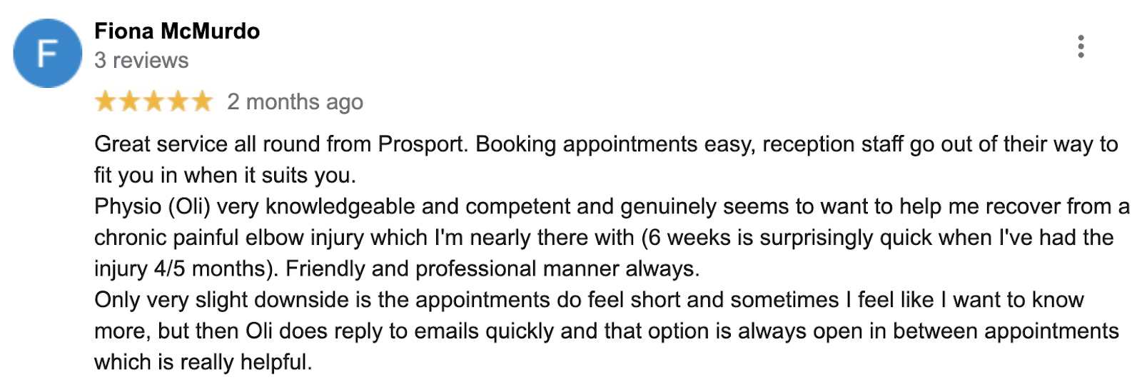 Best Patient Reviews of Services From ProSport Physiotherapy